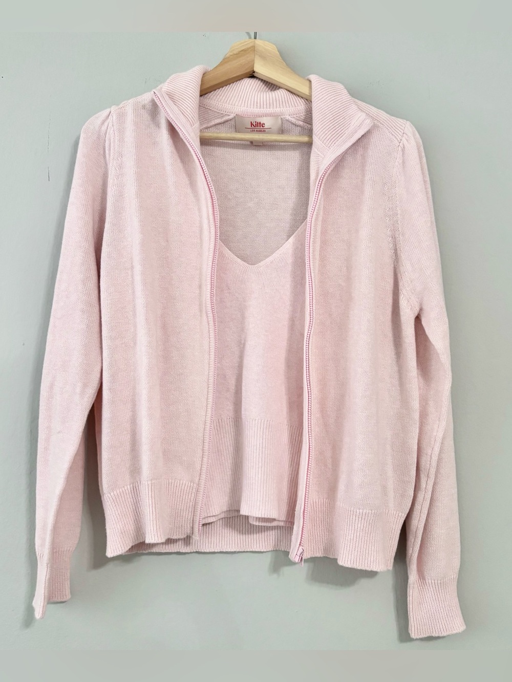 NEW Kilte Rei Baby Pink Cotton / Cashmere Blend Sweater + Tank Set